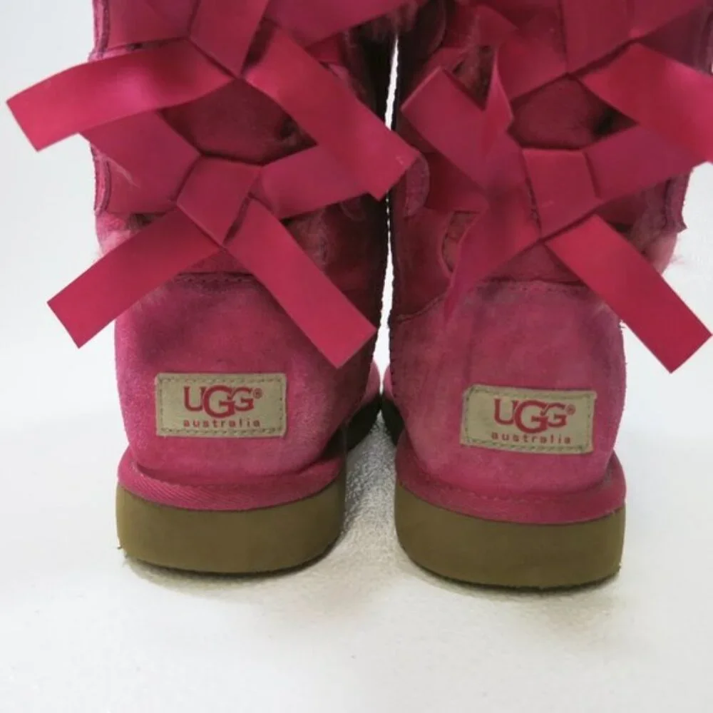 UGG Bailey Bow Classic Short Winter Boots Shoes Australia Footwear Kids Sz 4